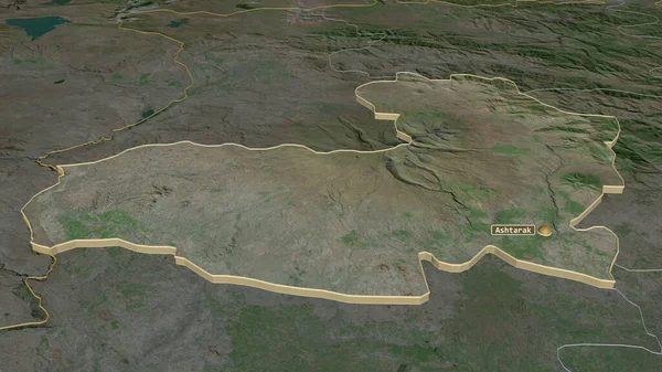 Zoom Aragatsotn Província Arménia Extrudado Perspectiva Oblíqua Imagens Satélite Renderização — Fotografia de Stock