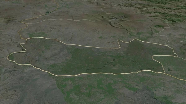 Inzoomen Armavir Provincie Armenië Geschetst Obliek Perspectief Satellietbeelden Weergave — Stockfoto
