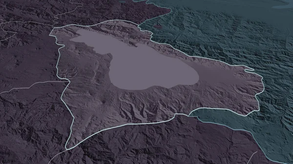 Ampliar Gegharkunik Provincia Armenia Delineado Perspectiva Oblicua Mapa Coloreado Tocado — Foto de Stock
