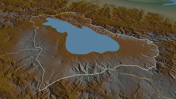 ゲガルクニク アルメニア州 のズームアウト概要 嘘の見方だ 地表水と地形救援マップ 3Dレンダリング — ストック写真