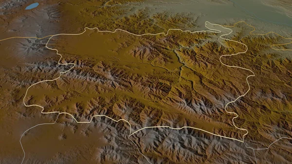 Zoom Auf Lori Provinz Armenien Umrissen Schräge Perspektive Topographische Reliefkarte — Stockfoto