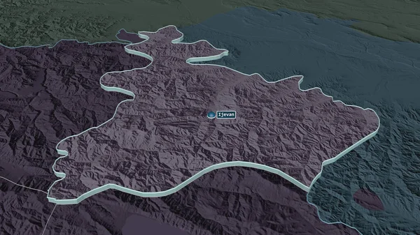 Ampliar Tavush Provincia Armenia Extruido Perspectiva Oblicua Mapa Coloreado Tocado — Foto de Stock