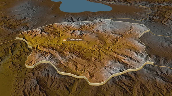 Powiększenie Vayots Dzor Prowincja Armenia Ekstrudowane Perspektywa Ukośna Mapa Pomocy — Zdjęcie stockowe