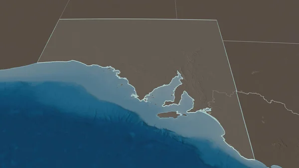 Zoom Austrália Sul Estado Austrália Delineado Perspectiva Oblíqua Mapa Colorido — Fotografia de Stock