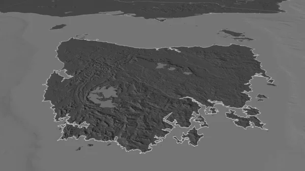 タスマニア オーストラリア州 のズームアウト概要 嘘の見方だ 地表水と二階の標高マップ 3Dレンダリング — ストック写真