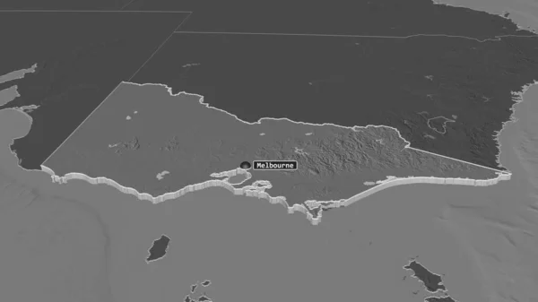 Ampliar Victoria Estado Australia Extruido Perspectiva Oblicua Mapa Elevación Bilevel — Foto de Stock