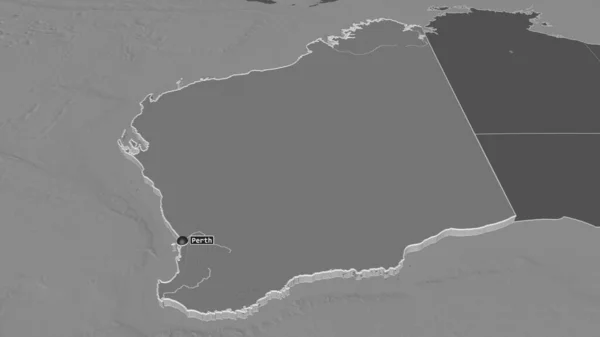 Zoom Australia Occidental Estado Australia Extruido Perspectiva Oblicua Mapa Elevación —  Fotos de Stock