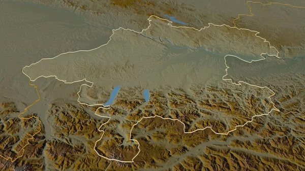 Obersterreich オーストリアの州 でズームアウト概要 嘘の見方だ 地表水と地形救援マップ 3Dレンダリング — ストック写真