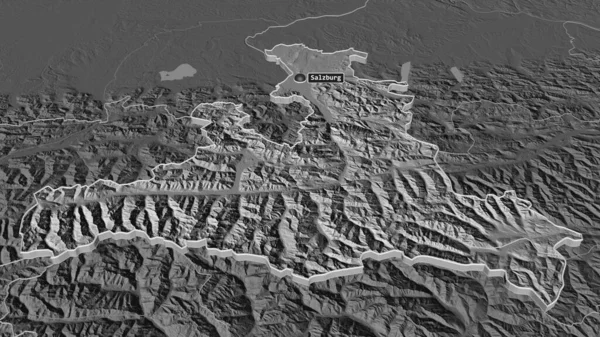 ザルツブルク オーストリア州 でズームアウト 嘘の見方だ 地表水と二階の標高マップ 3Dレンダリング — ストック写真