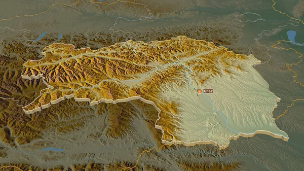 Powiększ Steiermark Stan Austria Wytłaczany Perspektywa Ukośna Mapa Pomocy Topograficznej — Zdjęcie stockowe