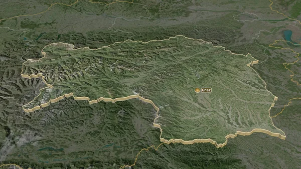 Zoom Sur Steiermark État Autriche Extrudé Perspective Oblique Imagerie Satellite — Photo