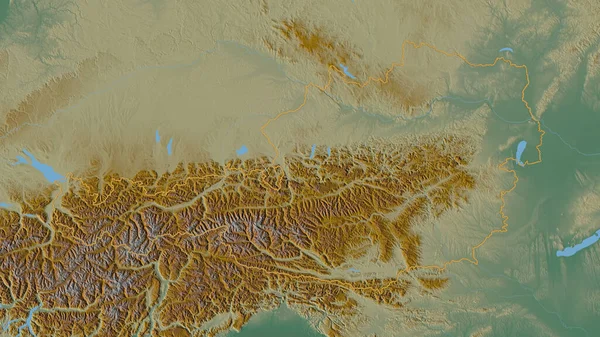 Outlined Shape Austria Area Topographic Relief Map Surface Waters Rendering — Stock Photo, Image