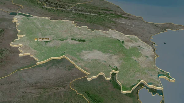 Ampliar Aran Región Azerbaiyán Extruido Perspectiva Oblicua Imágenes Satélite Renderizado —  Fotos de Stock