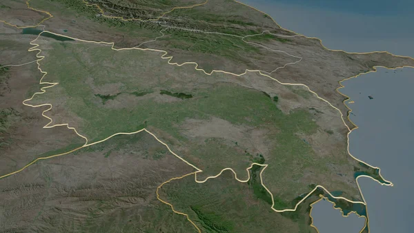 Zoom Sur Aran Région Azerbaïdjan Esquissé Perspective Oblique Imagerie Satellite — Photo
