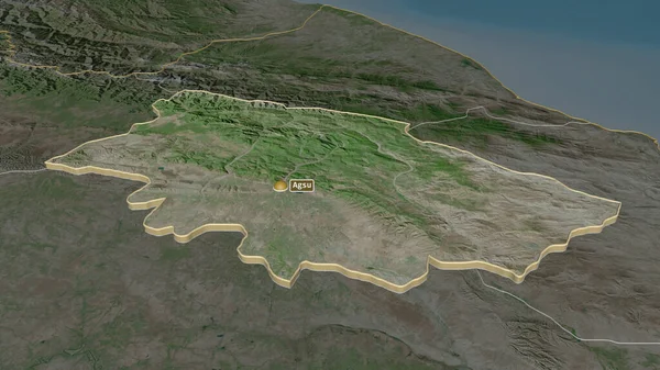 Zoom Daglig Shirvan Regio Azerbeidzjan Geëxtrudeerd Obliek Perspectief Satellietbeelden Weergave — Stockfoto