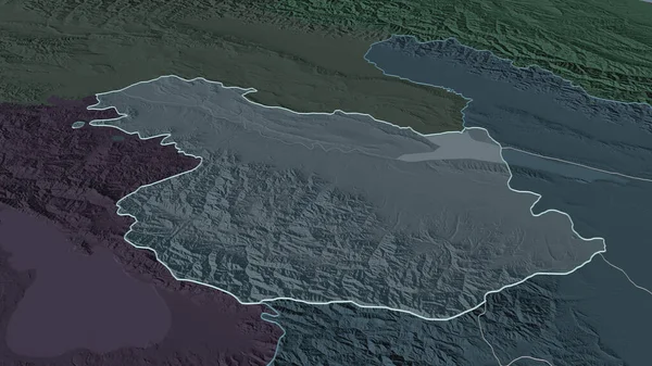 Zoom Sur Ganja Qazakh Région Azerbaïdjan Décrit Perspective Oblique Carte — Photo