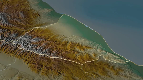 Zoom Sur Quba Khachmaz Région Azerbaïdjanaise Perspective Oblique Carte Topographique — Photo