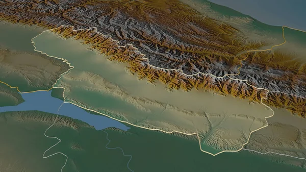 Zoom Shaki Zaqatala Região Azerbaijão Descrito Perspectiva Oblíqua Mapa Topográfico — Fotografia de Stock