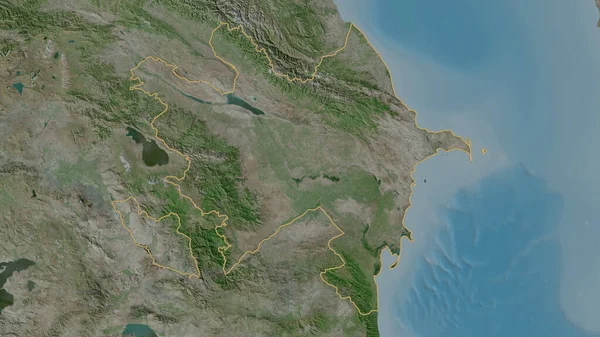 Zarysowany Kształt Obszaru Azerbejdżanu Zdjęcia Satelitarne Renderowanie — Zdjęcie stockowe