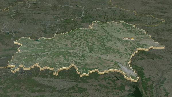 Zoom Sur Homyel Région Bélarus Extrudé Perspective Oblique Imagerie Satellite — Photo