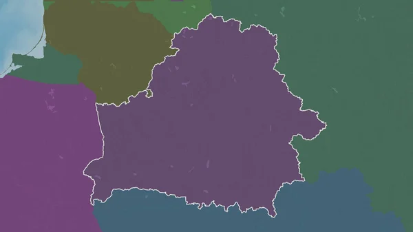 Очертания Белорусской Территории Цветная Карта Административного Деления Поверхностными Водами Рендеринг — стоковое фото