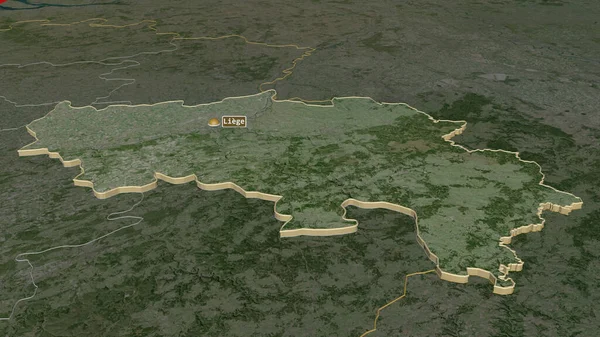 放大Liege 比利时省 的挤压 斜的角度 卫星图像 3D渲染 — 图库照片
