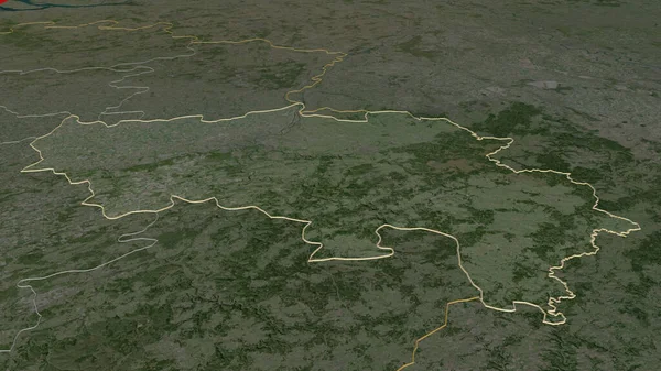 扩大列日 比利时省 斜的角度 卫星图像 3D渲染 — 图库照片