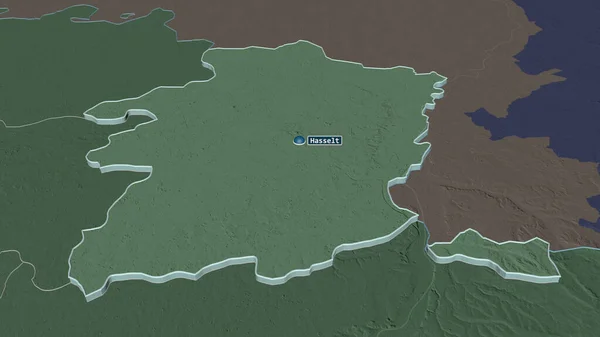 Ampliar Limburgo Provincia Bélgica Extruido Perspectiva Oblicua Mapa Coloreado Tocado — Foto de Stock