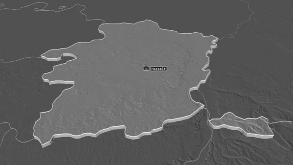Powiększ Limburg Prowincja Belgia Wytłaczany Perspektywa Ukośna Dwupoziomowa Mapa Wysokości — Zdjęcie stockowe
