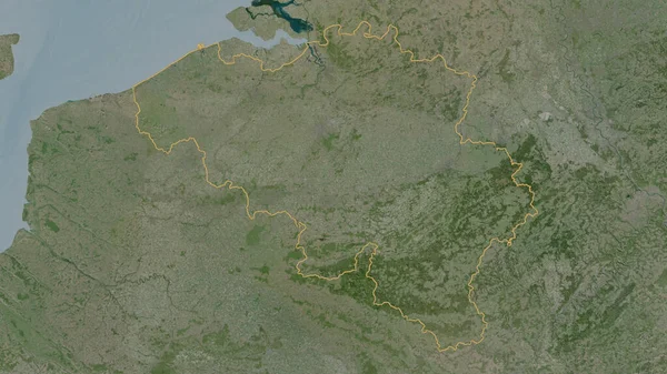 Omlijnde Vorm Van Het Belgische Gebied Satellietbeelden Weergave — Stockfoto