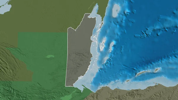 Belize Bölgesinin Ana Hatları Yüzey Sularıyla Birlikte Idari Bölümün Renkli — Stok fotoğraf