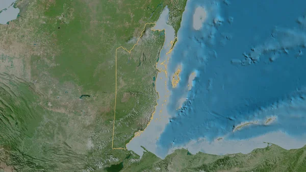 Belize Terület Körvonalazott Formája Műholdas Képek Renderelés — Stock Fotó