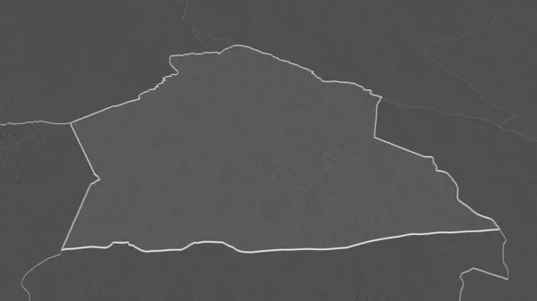 Zoom Alibori Dipartimento Del Benin Delineato Prospettiva Obliqua Mappa Elevazione — Foto Stock