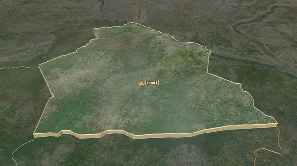 Zoom Alibori Department Benin Extruded Oblique Perspective Satellite Imagery Rendering — Stock Photo, Image