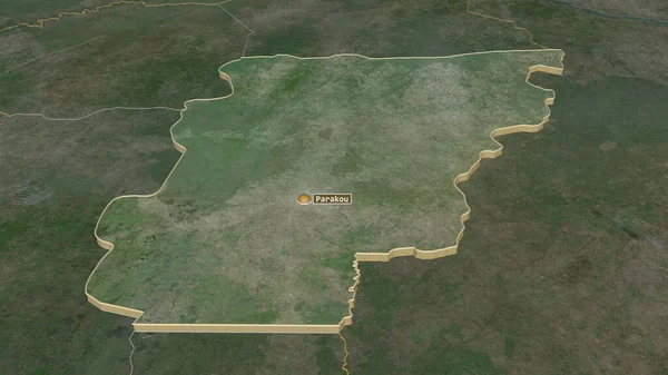 Увеличьте Borgou Департамент Бенин Экструдированы Непристойная Перспектива Спутниковые Снимки Рендеринг — стоковое фото