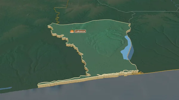 Zoom Ind Mono Afdeling Benin Ekstruderet Skævt Perspektiv Topografisk Relief - Stock-foto