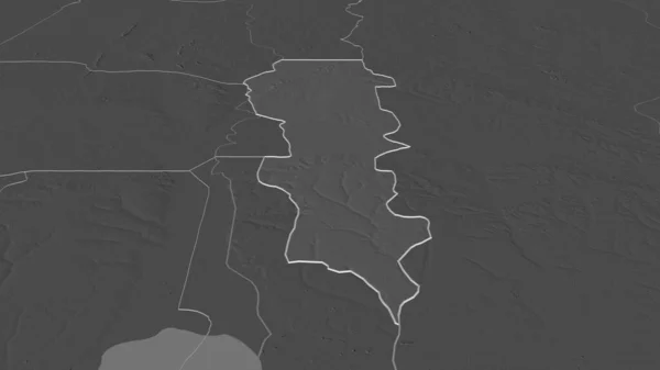 Zoom Plateau Dipartimento Del Benin Delineato Prospettiva Obliqua Mappa Elevazione — Foto Stock