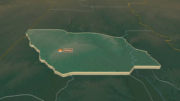 Zouにズーム ベニン省 嘘の見方だ 地表水と地形救援マップ 3Dレンダリング — ストック写真