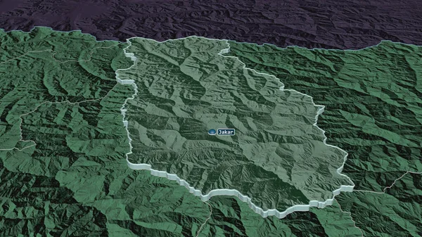 Zoom Sur Bumthang District Bhoutan Extrudé Perspective Oblique Carte Colorée — Photo