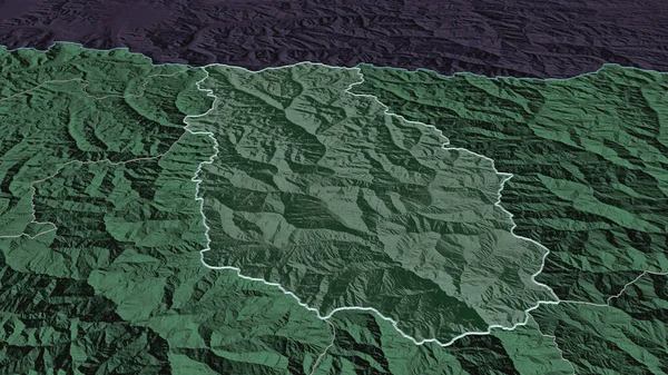 Přiblížit Bumthang Okres Bhútán Nastínil Úhlová Perspektiva Barevná Hrbolatá Mapa — Stock fotografie