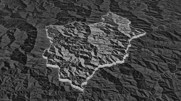 モンガル ブータン地方 でズーム押出 嘘の見方だ 地表水と二階の標高マップ 3Dレンダリング — ストック写真