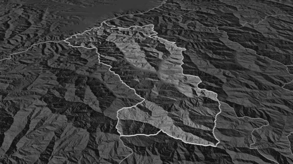 Přiblížit Paro Okres Bhútán Nastínil Úhlová Perspektiva Bilevel Elevační Mapa — Stock fotografie