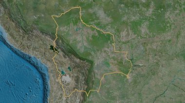 Bolivya bölgesinin ana hatları. Uydu görüntüleri. 3B görüntüleme
