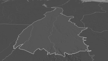 Tocantins 'e (Brezilya eyaleti) yakınlaştırın. Belirsiz bir bakış açısı. Yüzey sularıyla çift seviyeli yükseklik haritası. 3B görüntüleme