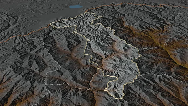 Acérquese Thimphu Distrito Bután Esbozado Perspectiva Oblicua Mapa Topográfico Relieve — Foto de Stock