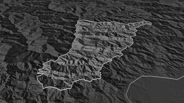 Zoom Tsirang Distretto Del Bhutan Delineato Prospettiva Obliqua Mappa Elevazione — Foto Stock