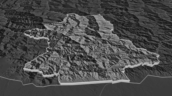 Μεγέθυνση Zhemgang Περιοχή Του Μπουτάν Εξωθημένη Λήθη Προοπτική Υψόμετρο Bilevel — Φωτογραφία Αρχείου