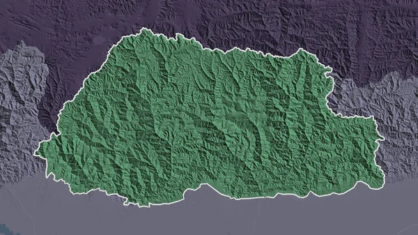 Forma Delineata Della Zona Del Bhutan Mappa Colorata Urtata Della — Foto Stock