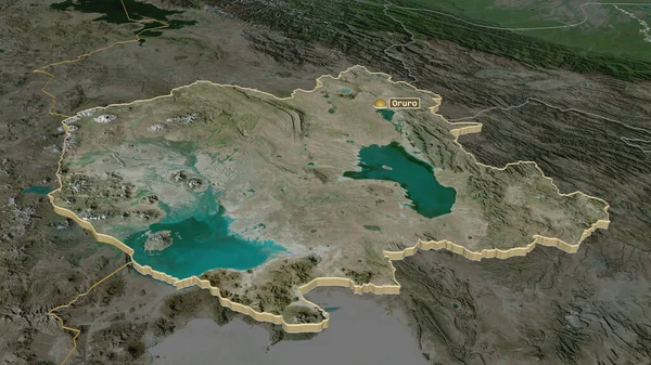 Zoom Sur Oruro Département Bolivie Extrudé Perspective Oblique Imagerie Satellite — Photo