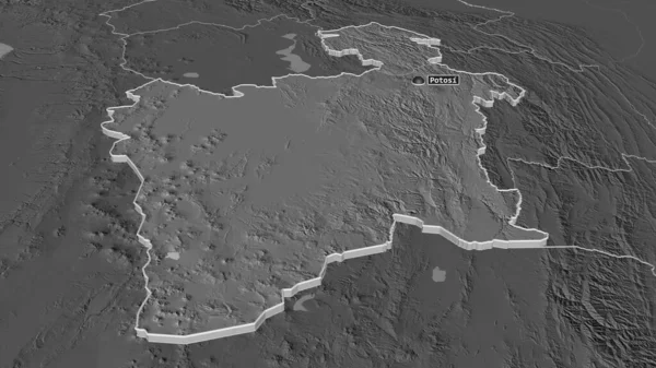 Ampliar Potosí Departamento Bolivia Extruido Perspectiva Oblicua Mapa Elevación Bilevel — Foto de Stock